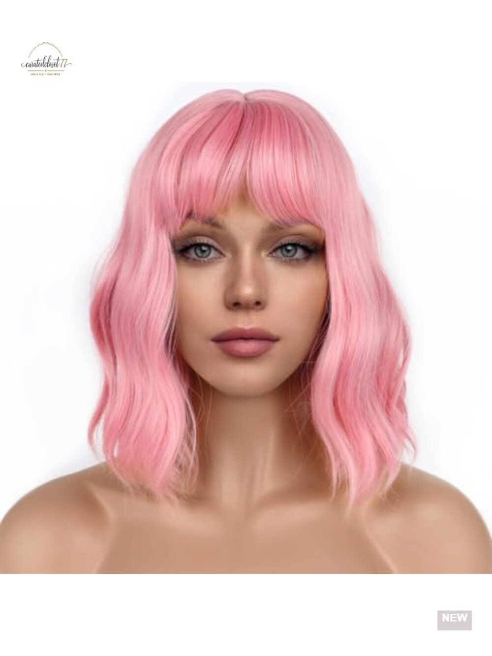 Synthetic Heat Resistant Wavy Bob Wig with Bangs Shoulder Length Cosplay Costume